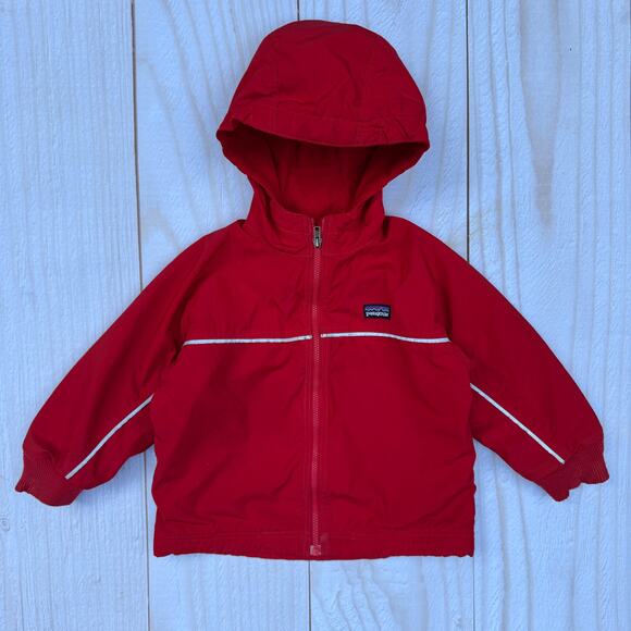 Patagonia Baby Toddler 18 Month Fleece Lined Full Zip Hooded Reflector Jacket - Picture 1 of 6